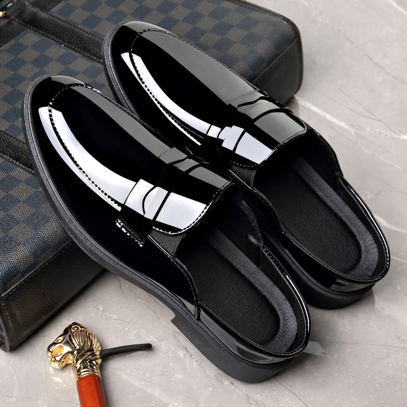 Men Black Patent Leather Mules - Formal Men Daily Wear Footwear ulasan dan harga