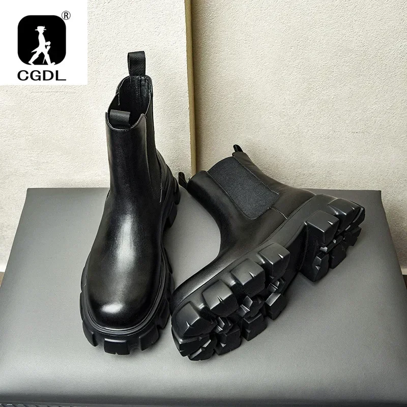Genuine Leather Thick-soled Me - Men Formal Wear With Boots ulasan dan harga